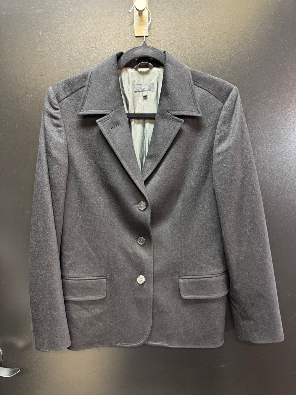 Zanella Wool Black Tailored Three-Button Blazer